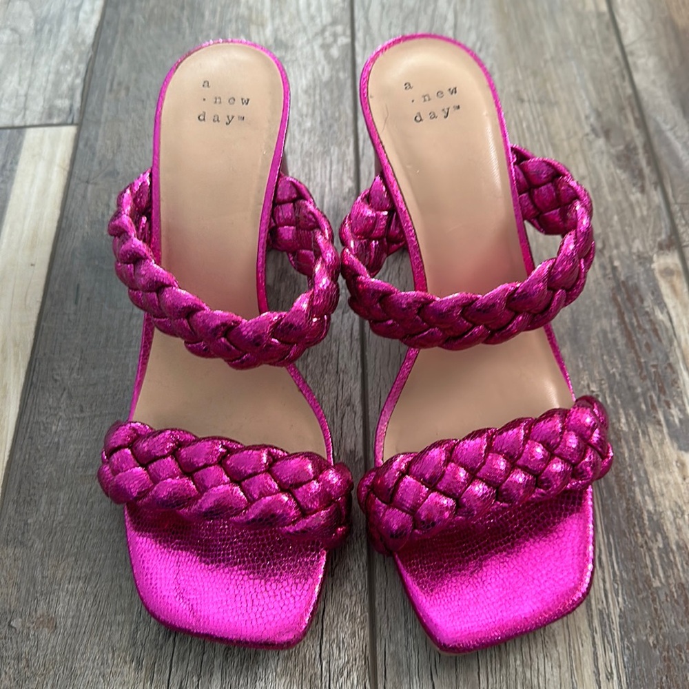 Metallic pink heels